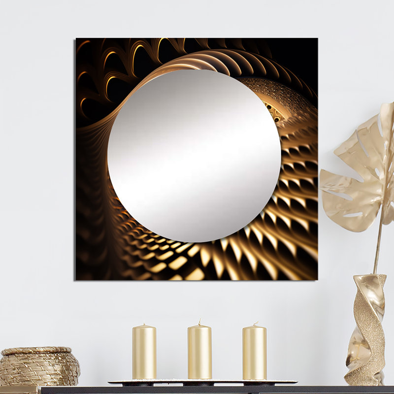 Elvah - Grand miroir carré à spirales abstraites pour décoration murale, 36 po x 36 po