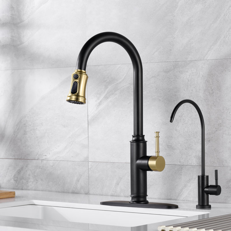 Robinet de cuisine Sumerain S6132P-XX-6133, Noir / or