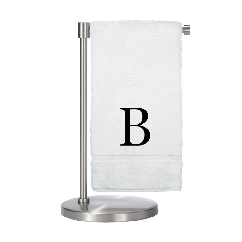 Serviettes de bain monogrammées - ensemble de 2 - lettre bloc, B, Blanc / noir