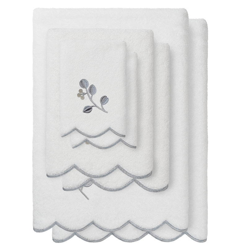  Ensemble de serviettes 100% coton turc WILD BRANCH 2PC, Blanc / Gris, Serviettes à doigts - paquet de 2