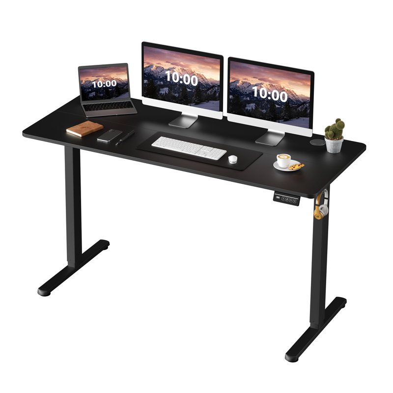 Oishee Electric Adjustable Standing Desk, Black, 46.5" H x 55" W x 24" D