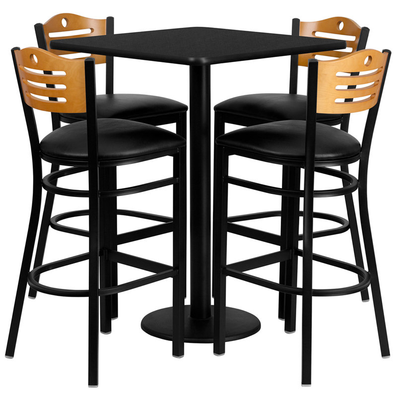Ensemble de table carrée en stratifié 30 po avec 4 tabourets de bar en métal Joyeta