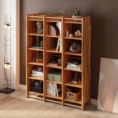 Compton Bookshelf with Storage, Tall Solid Beech Wood Bookcase for Living Room and Home Office