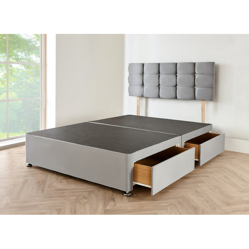 Colasanto Divan Bed Base, Grey Suede, 160 x 220cm