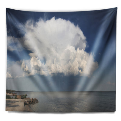 Tapisserie paysage nuage blanc au-dessus de la mer