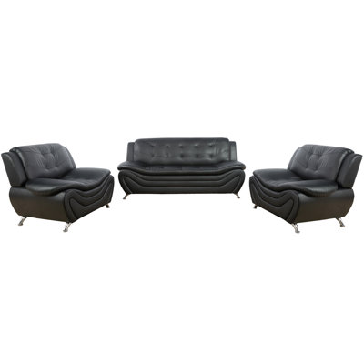 Ramdas 3 Piece Faux Leather Conservatory Living Room Set