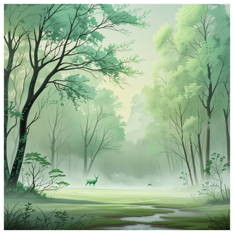 Tapisserie murale «Misty Forest Scene» - Décoration murale forêt, null