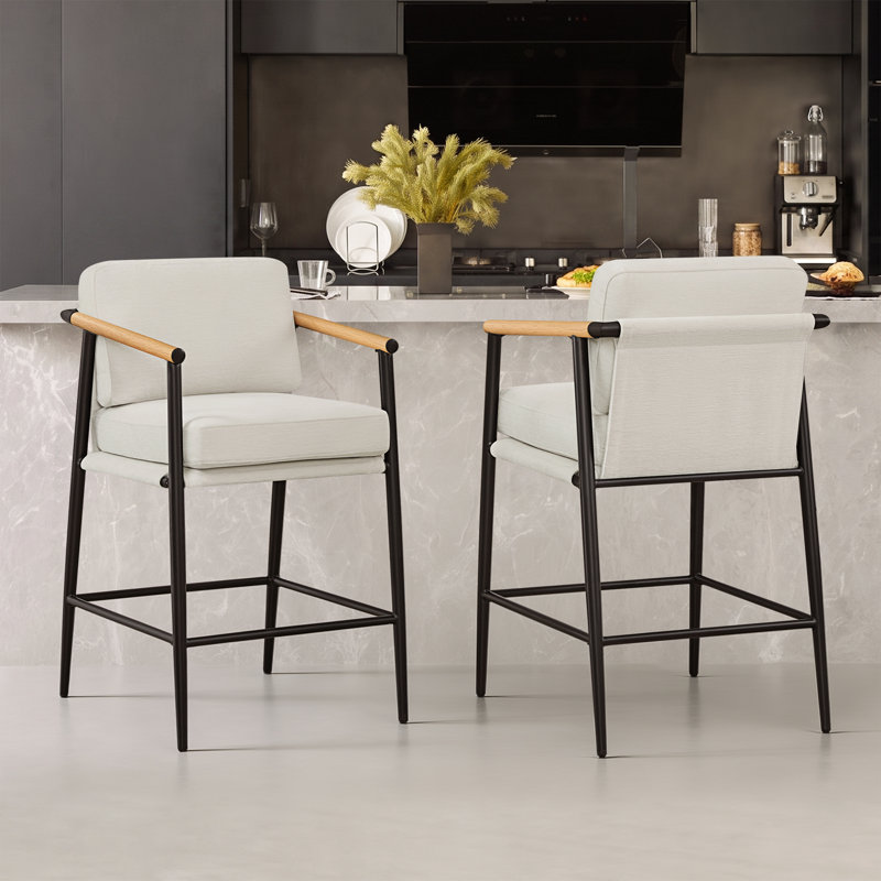 Tabouret de bar moderne rembourré, Crème