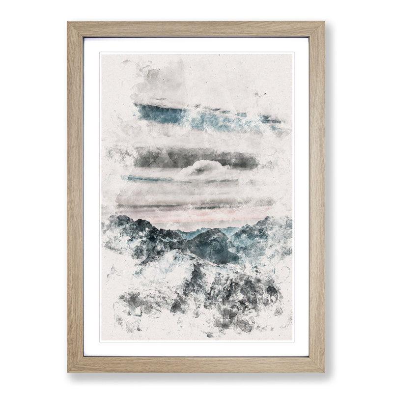 Mountain Clouds - Picture Frame Painting Print, Oak Framed, 45cm H x 33cm W x 2cm D