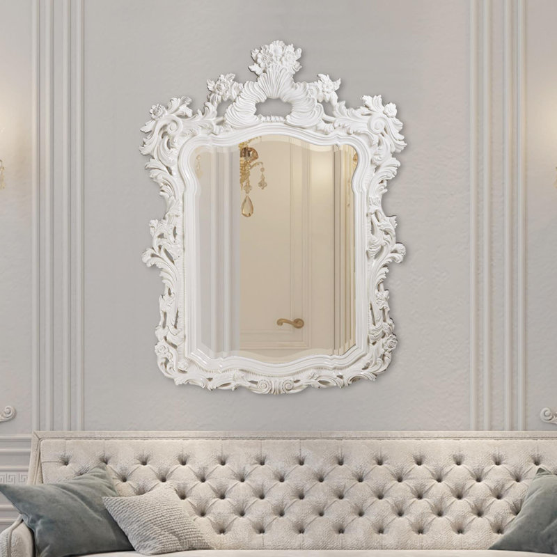 Miroir mural et coiffeuse Cilegon, Blanc lustré