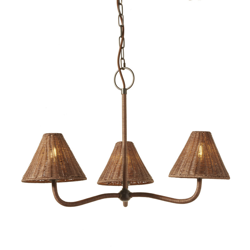 Delphine Wicker Chandelier in Dark Brown