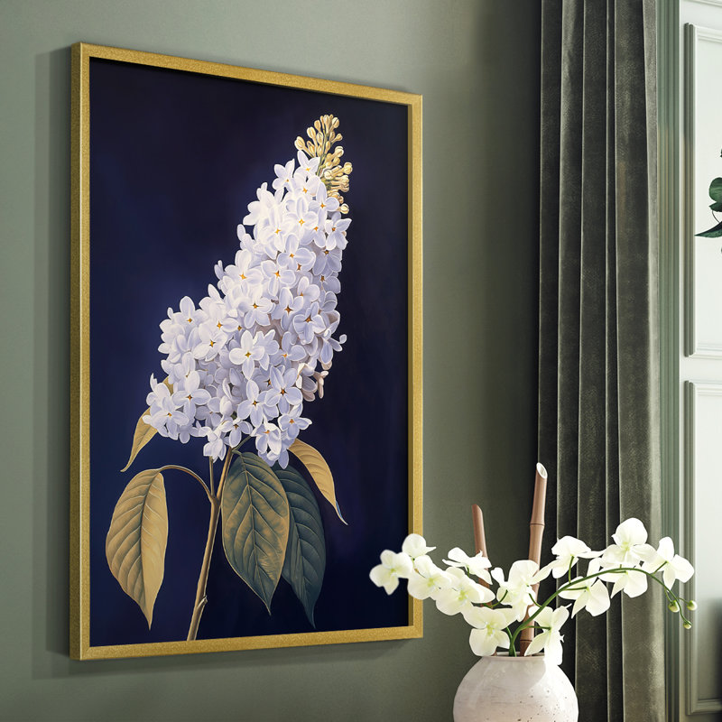 Série FLORAL CLxxxix - reproduction encadrée de qualité supérieure - prête à être accrochée - aucun clou requis, Or