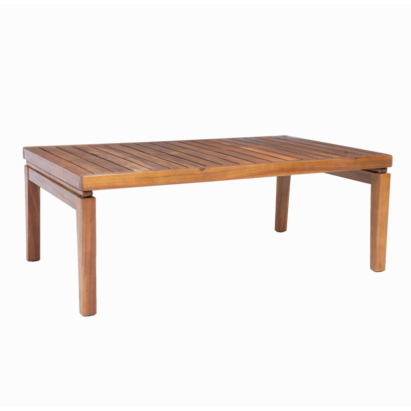 Table basse d'extérieur à lattes en bois d'acacia résistant aux intempéries