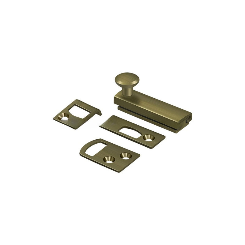Deltana 2SBCS5 2" Surface Bolt, Concealed Screw, HD in Antique Brass