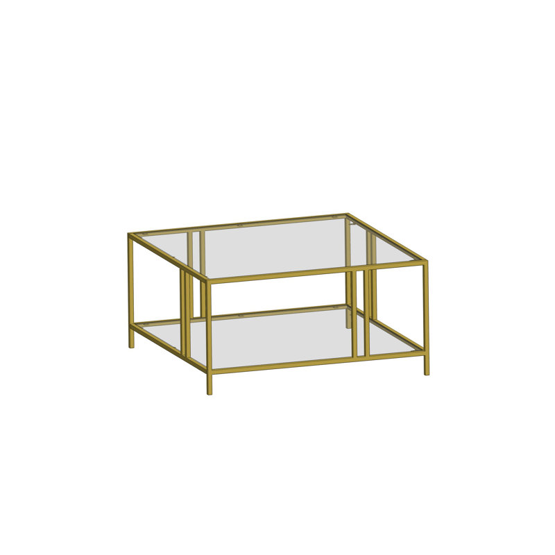 Four Leg Coffee Table with Storage, Gold