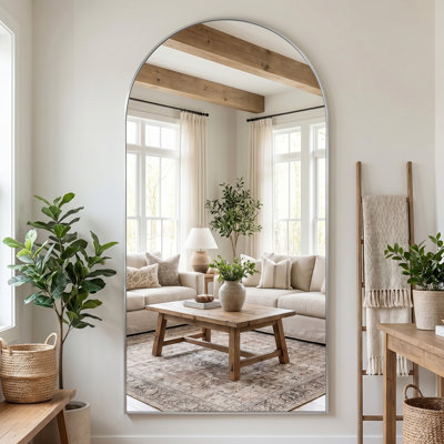 Oversized Arch Floor Mirror with Stand, Wall Mirror