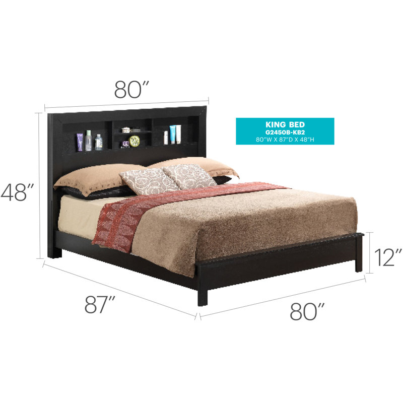 Elegant Black King Bed With Transitional Style, King