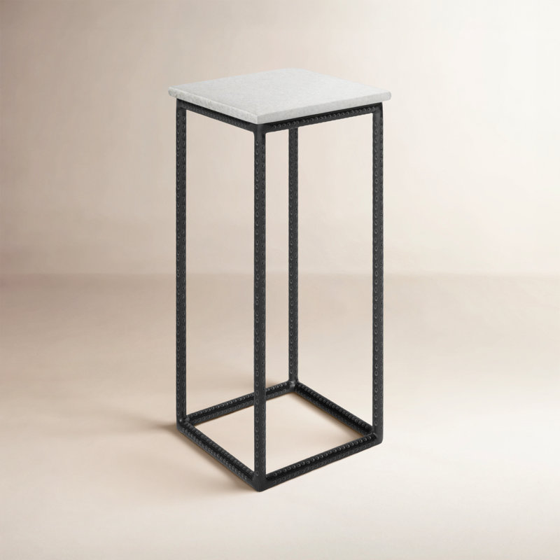 Mabel Marble and Hammered Iron Side Table