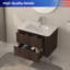 Armoire de salle de bain murale 30 po avec lavabo flottant à deux tiroirs en noyer foncé avec lavabo intégré en céramique 30 po
