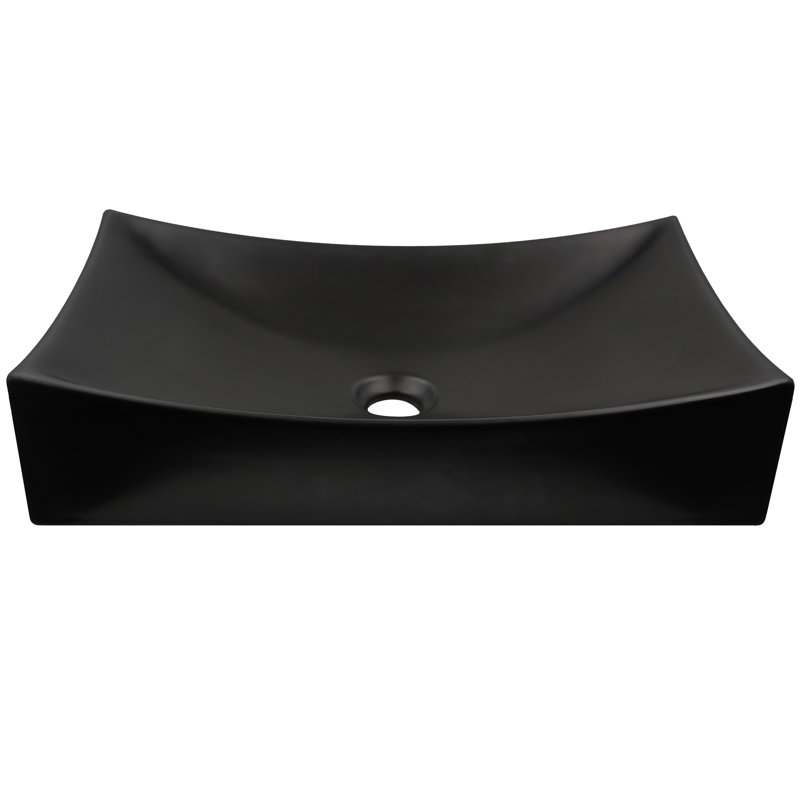 Lavabo de salle de bain vasque rectangulaire Procelain, Chrome, Noir