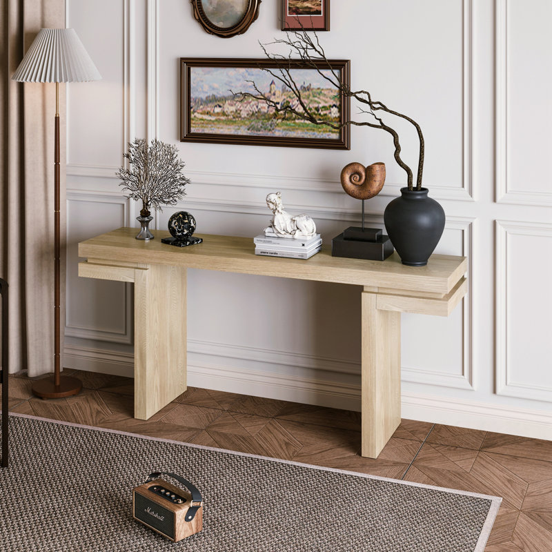 Console rectangulaire avec structure en bois robuste, Natural