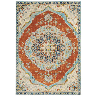 Tapis orange / bleu Calin