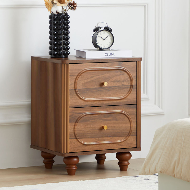 Table de chevet 2 tiroirs Dorth, Walnut, 1