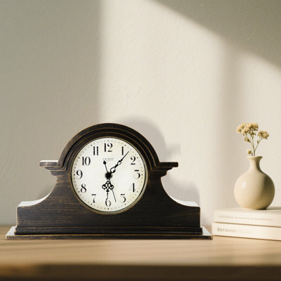  Horloge de cheminée Vintage Farmhouse - 13 x 7 pouces Quartz doré finition à piles, plastique Napoléon classique bureau et tablette décorative pour salon bureau