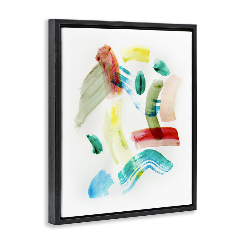 Cadre flottant moderne avec coups de pinceau, design par Gemma Bardot, H 21 po x l 17 po, Cadre flottant noir de jais