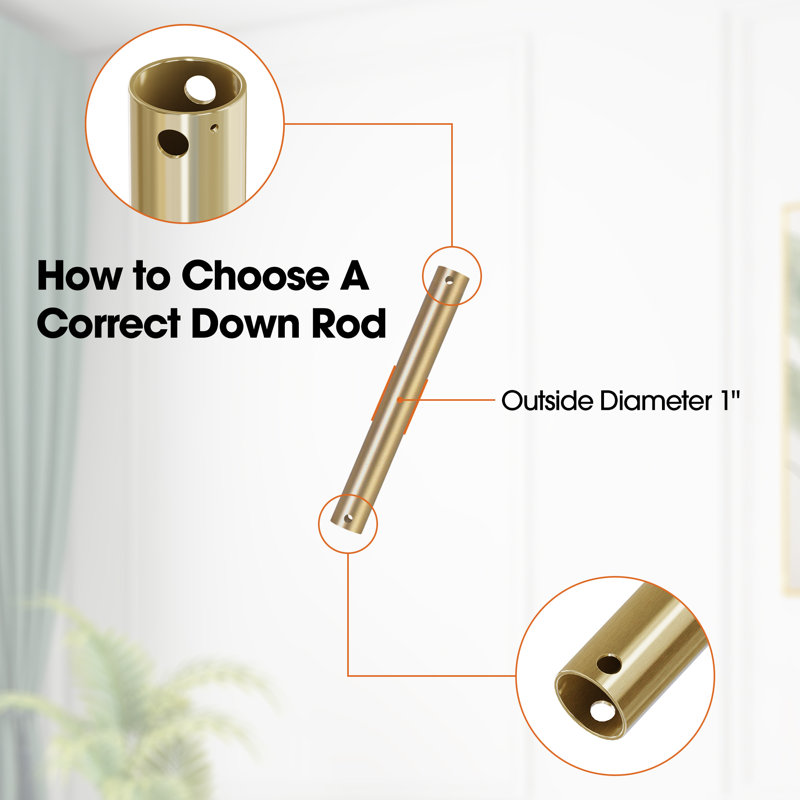 Non-Threaded Ceiling Fan Downrod, 18" H x 1" W x 1" D, Brass