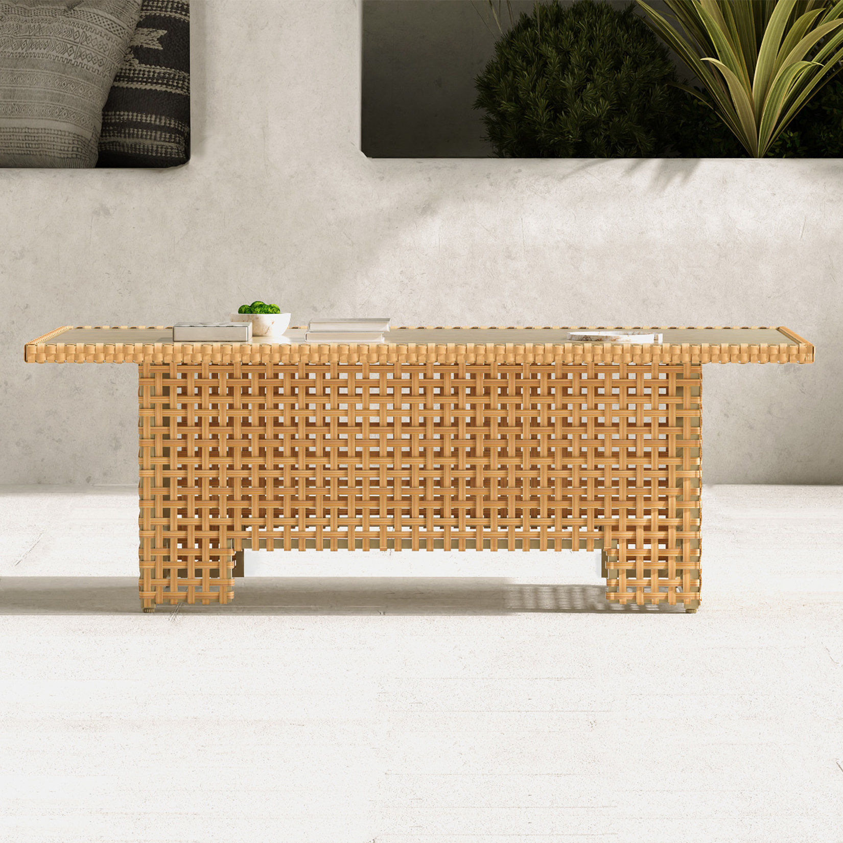 Grand Patio 51.25'' L x 27'' W Extendable Outdoor Wicker Coffee Table | Wayfair