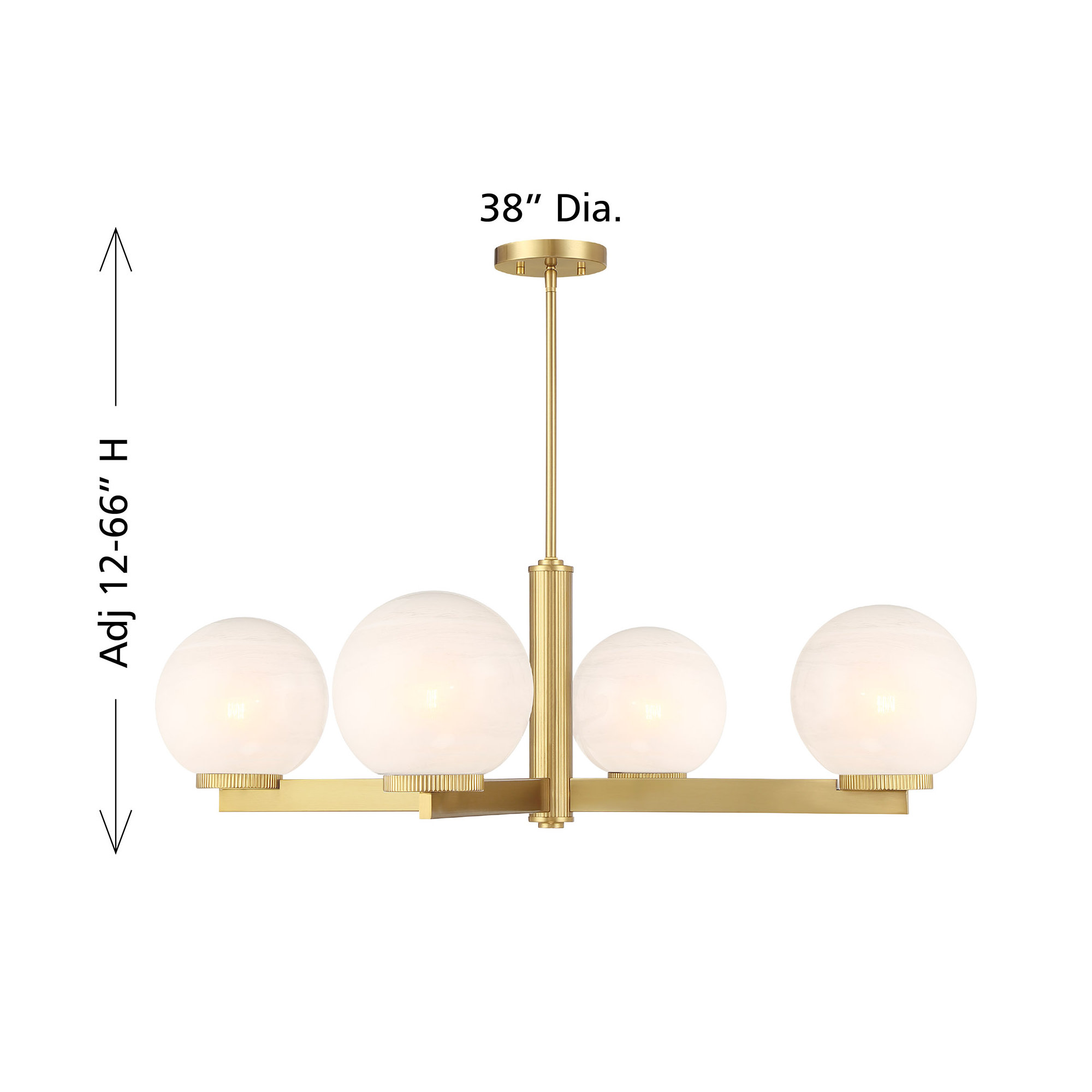 Claudette 4-Light Chandelier, Natural Brass