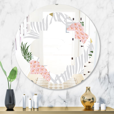 Miroir mural quadrilobe ananas sur feuilles tropicales