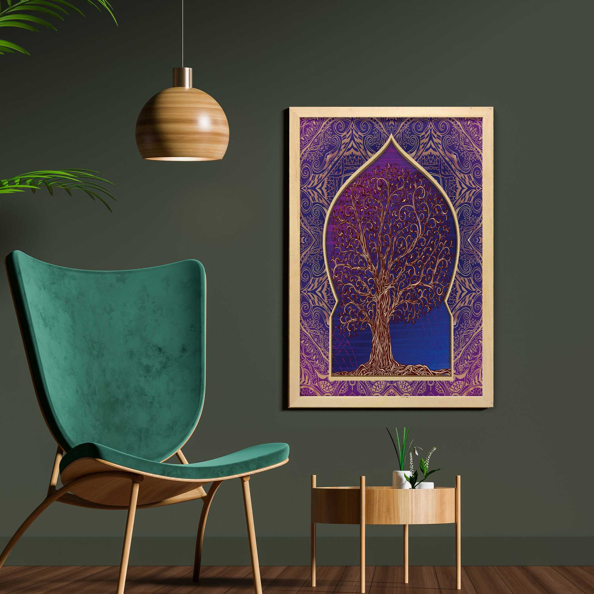 Bless international Tree With Curved Leafless Branches Middle Eastern  Moroccan Arch Retro Art Design Framed On Fabric Print Wayfair