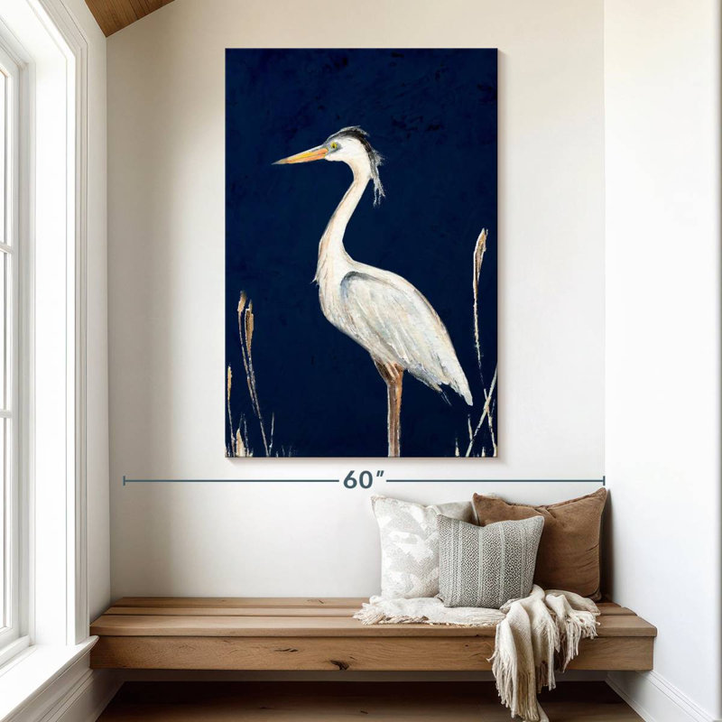 Brampt Heron On Navy I, 51" H x 34" W