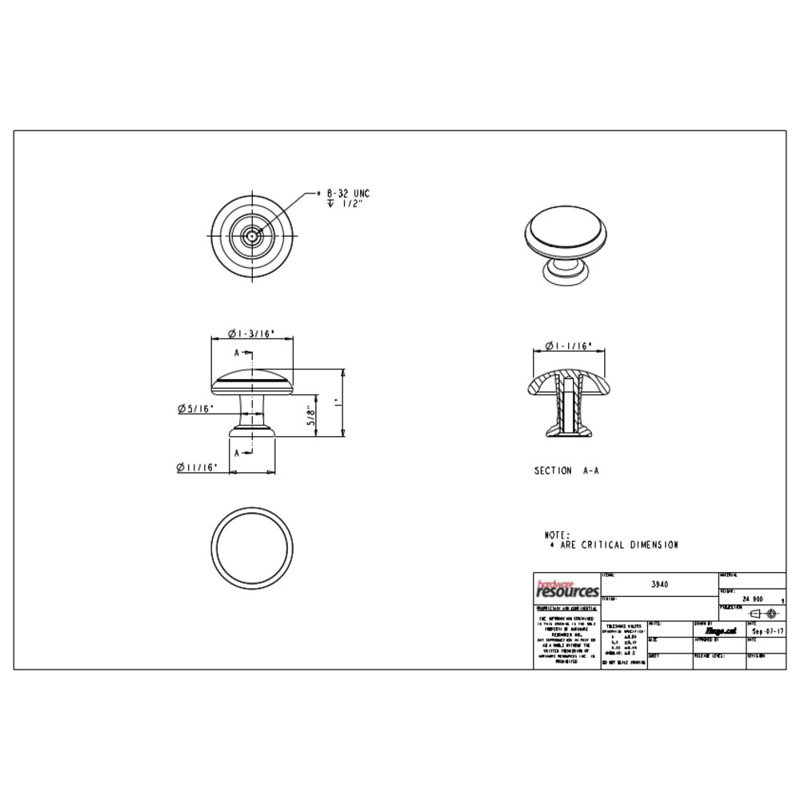 Gatsby 1 3/16" Diameter Mushroom Knob, Satin Nickel