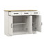 Buffet avec design - blanc à 3 tiroirs et portes, polyvalent pour différentes pièces, revêtement