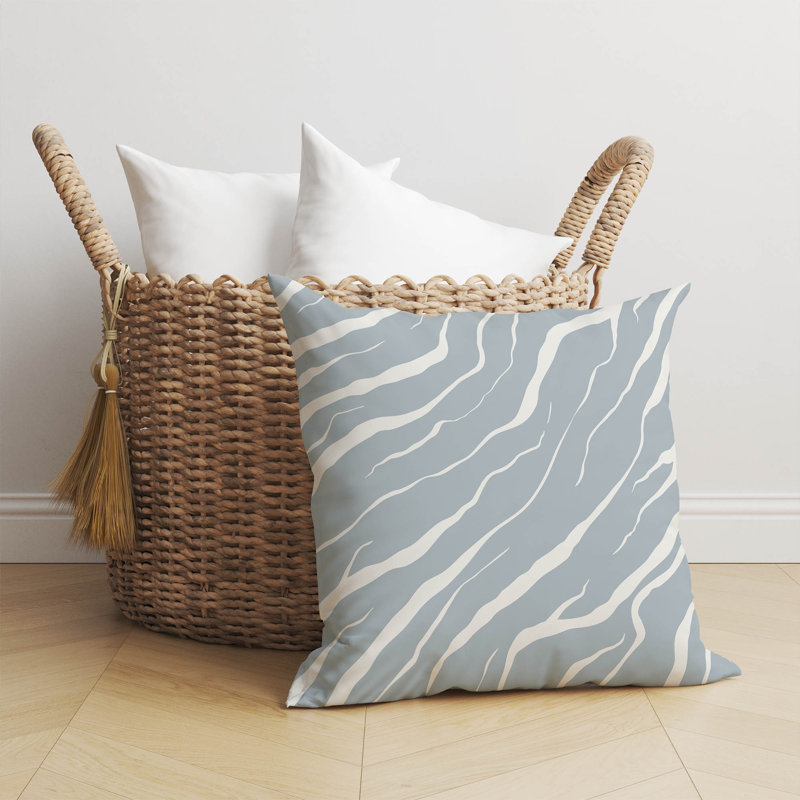 Coussin décoratif Lush Cracks, Bleu ardoise / rayures bleues, H 20 po x l 20 po
