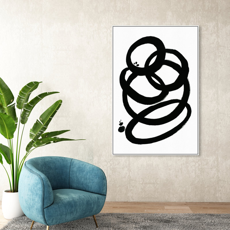 «Abstract Formas II, Modern & Contemporary Black» par Oliver Gal - impression d'art graphique, Blanc, H 54 po x l 36 po