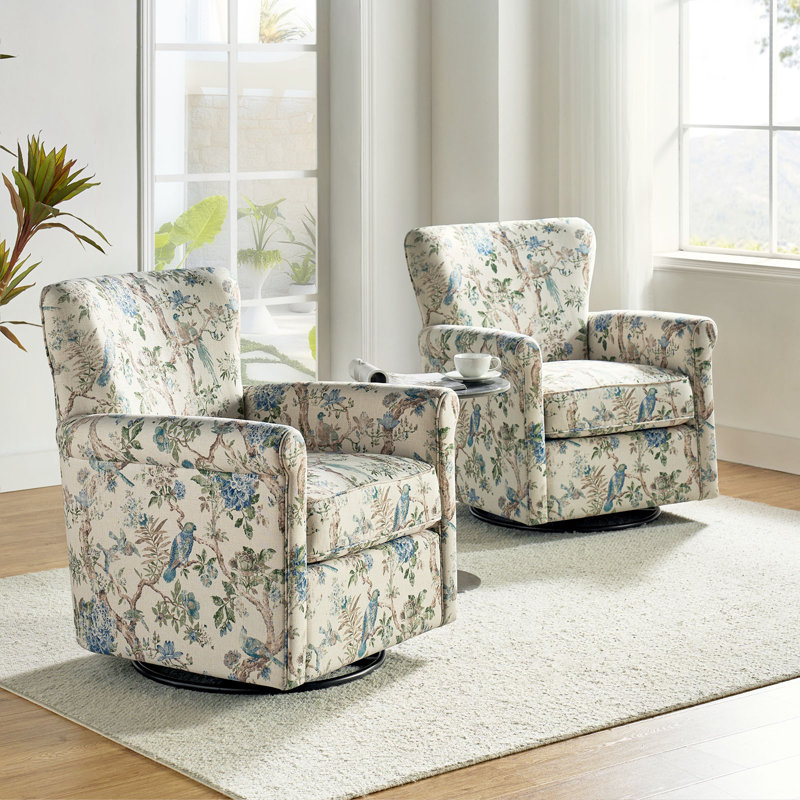 Cofer 77.40cm Wide Tufted Polyester Yes Armchair, Bird Floral
