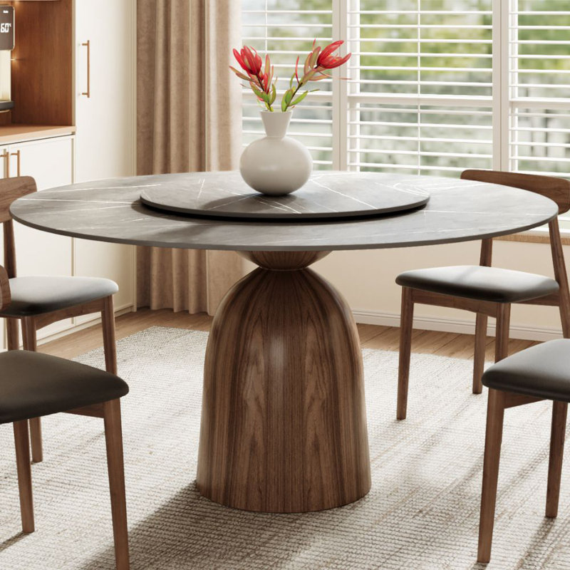Gray Heins With Lazy Susan For 4/6/8/10, 29.5"H x 53"L x 53"W