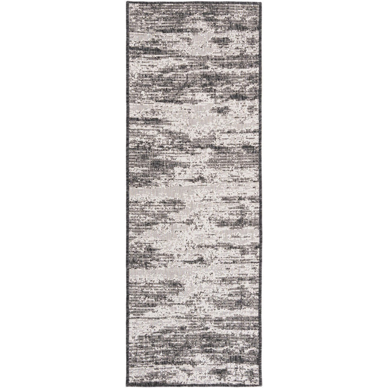 Tapis d'extérieur moderne gris anthracite Noushin, Tapis de couloir 2 pi x 6 pi 1 po