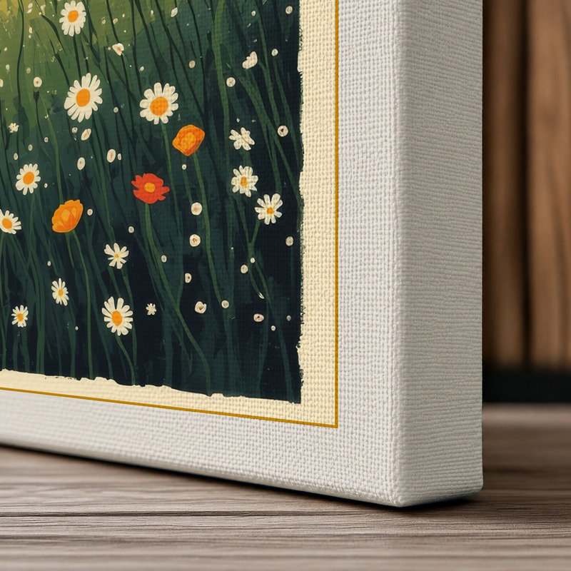 Mountain Meadow Scandinavian 1 Piece Wrapped Canvas Wall Art, 24x16 - 61.0 x 40.6 cm, Cream Border
