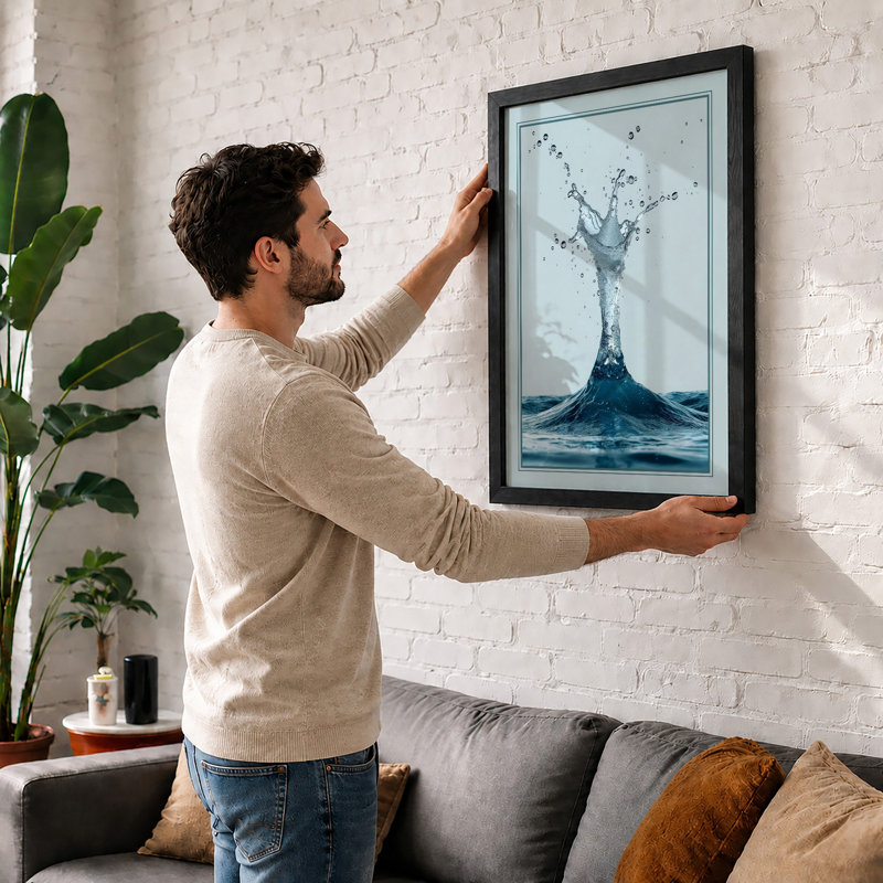 Water Splash Moment Modern - Print, A1 - 84.1 x 59.4 cm, Oak