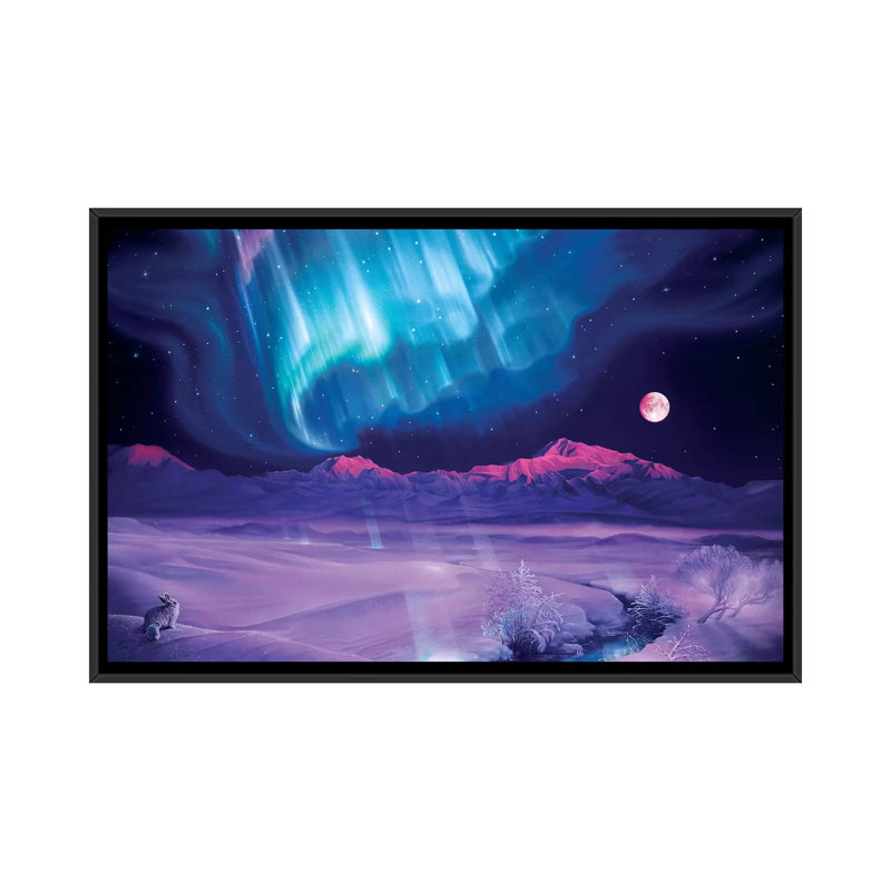 «Snowfield Illumination», impression sur toile, H 18 po x l 26 po x P 1,5 po, Toile avec cadre noir, Pas de tapis