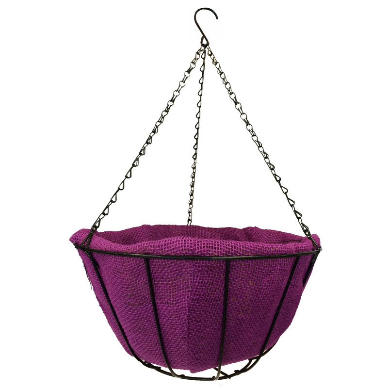 Metal Hanging Planter, 7" H x 14" W x 14" D, Purple