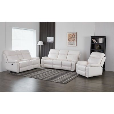 3-Piece Manual Reclining Living Room Set With Cup Holders