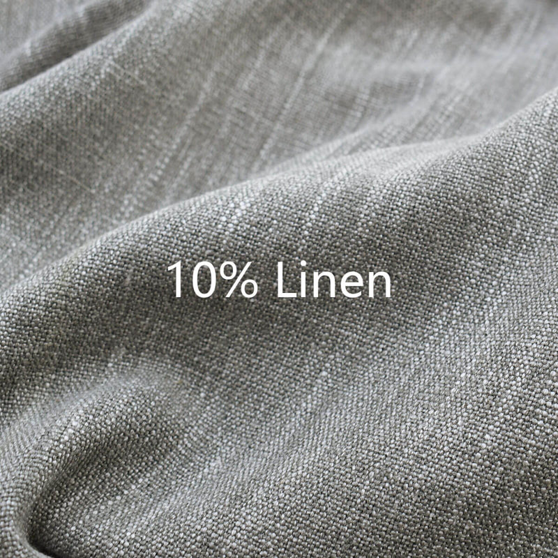 Ensemble de salle à manger 7 pièces rectangulaire en bois massif avec 6 chaises en lin, Gris