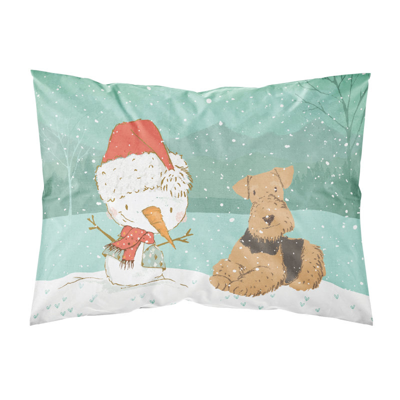 Taie d’oreiller de noël bonhomme de neige, Terrier brun
