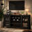 55" Bar Cabinet with Wine Storage and Glass Holder, Modern Bar Cabinet & Coffee Bar Station for Dining Room, Living Room-1237831653